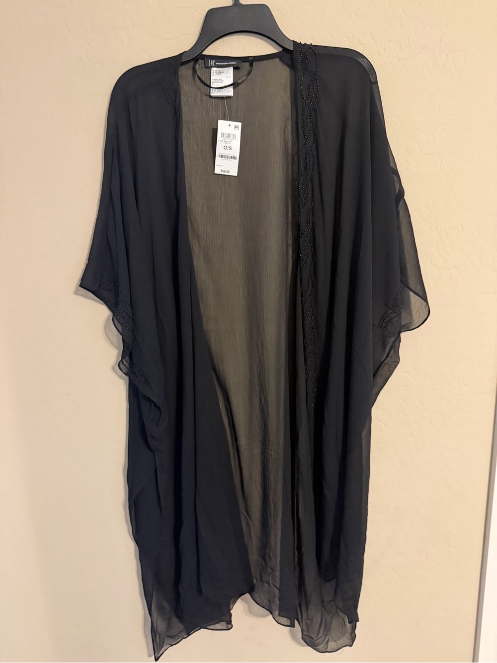 INC International Concepts Black Sheer Kimono Cardigan